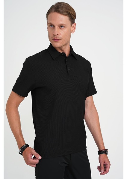 Slim Fit Polo Yaka Modal Fitilli Kısa Kol Siyah Tişört Ts 904 fırsatları
