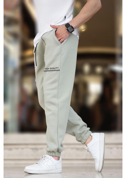 Çağla Yeşili Erkek Paçası Lastikli Baskılı Eşofman Altı 6549 fiyatları