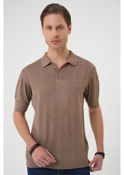 Comfort Fit Polo Yaka Pamuklu Kısa Kol Casuel Vizon Triko Tişört Tr 880 fiyatları