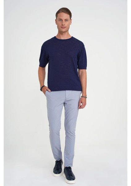 Comfort Fit Bisiklet Yaka Kısa Kol Spor Lacivert Triko Tr 881