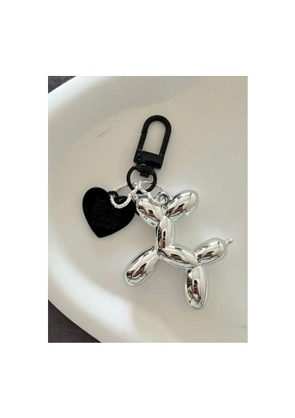 Balon Köpek Figürlü Charm ve Anahtarlık Kadınlar İçin Beyaz Renkli Aksesuar
