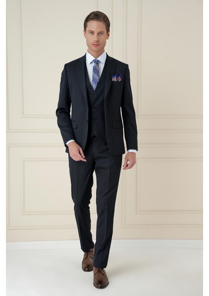 Slim Fit Çift Yırtmaç Düz Lacivert Klasik Takım Elbise Tk 913 fiyatları