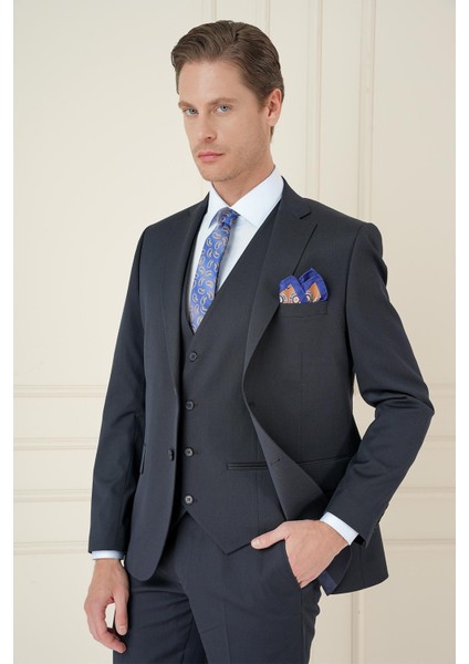 Slim Fit Çift Yırtmaç Düz Lacivert Klasik Takım Elbise Tk 913 modelleri