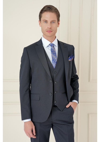 Slim Fit Çift Yırtmaç Düz Lacivert Klasik Takım Elbise Tk 913 fırsatları