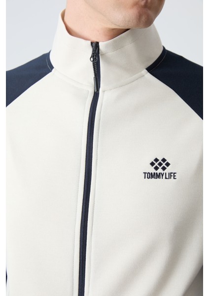 Bej Lacivert Dik Yaka Çift Renk Rahat Form Klasik Paça Erkek Eşofman Takımı - 85113 fiyatları