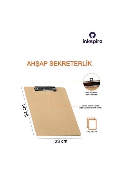 Ahşap Kapaksız Sekreterlik A4 1 Adet Tahta Evrak Tutucu Tepeden Kıskaçlı Dosya Bloknot Yazı Tablası modelleri