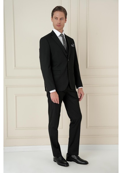 Slim Fit Çift Yırtmaç Düz Siyah Klasik Takım Elbise Tk 913 fiyatları