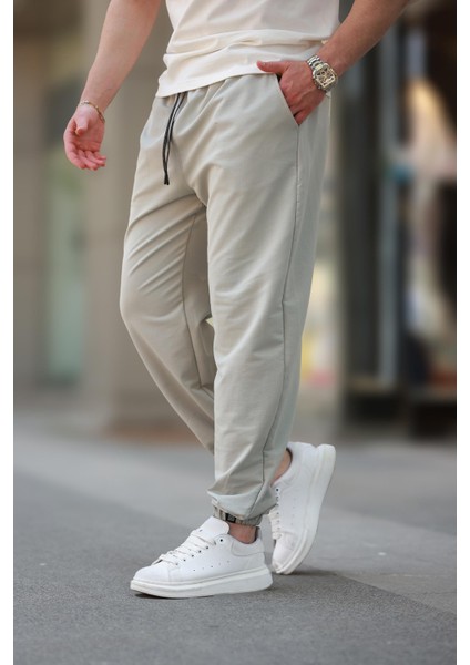 Mint Yeşili Rahat Kesim Paçası Lastikli Erkek Eşofman Altı E6573