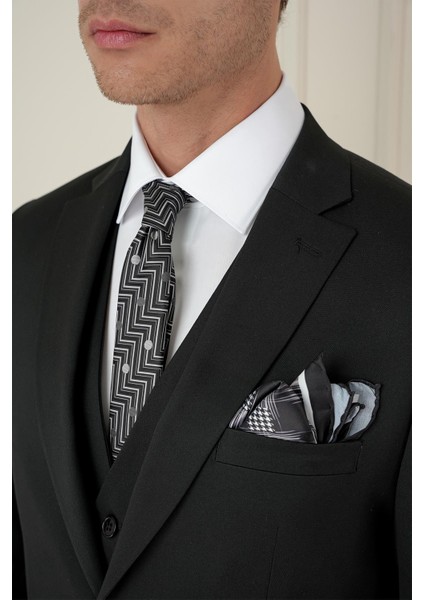 Slim Fit Çift Yırtmaç Düz Siyah Klasik Takım Elbise Tk 913 indirimleri