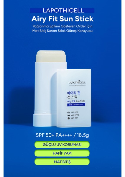 Mat Bitiş Sunan Stick Güneş Koruyucu LAPOTHICELL Airy Fit Sun Stick SPF50+ PA++++