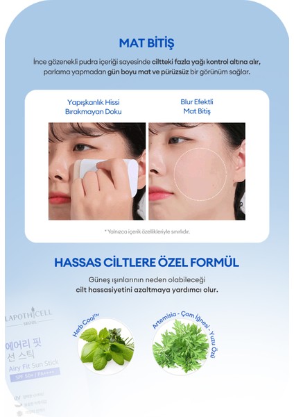 Mat Bitiş Sunan Stick Güneş Koruyucu LAPOTHICELL Airy Fit Sun Stick SPF50+ PA++++ fırsatları