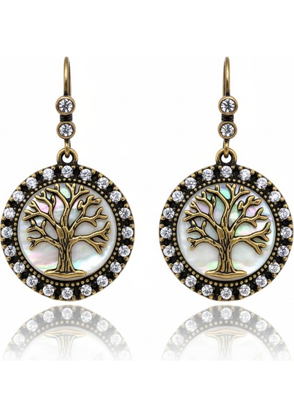 Sedef Doğal Taş Hayat Ağacı Bronz Otantik Set