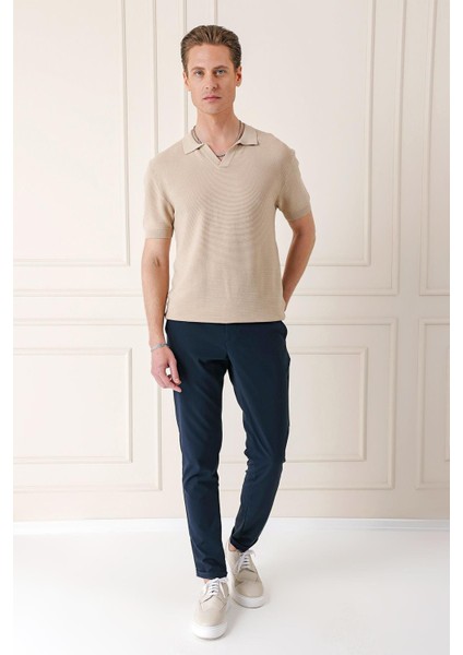 Slim Fit Polo Yaka Kısa Kol %100 Pamuk Bej Triko Tr 868 fiyatları