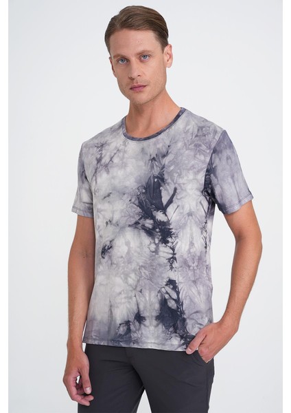 Comfort Fit Bisiklet Yaka Batik Desen Kısa Kol Lacivert Tişört Ts 914 fiyatları