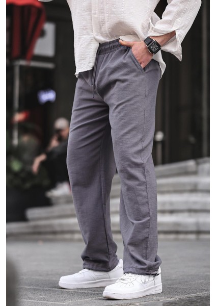 Paça Detaylı Rahat Kesim Erkek Füme Pantolon 6532