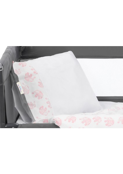 6 Parça Lüks Park Yatak Bebek Uyku Seti - Pembe Fil fırsatları