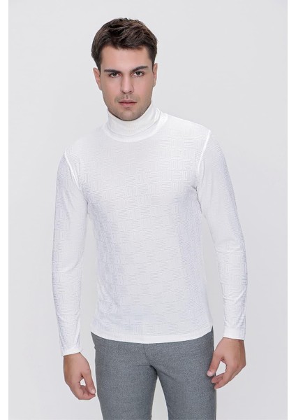 Ts 775 Slim Fit Ekru Basic T-Shirt