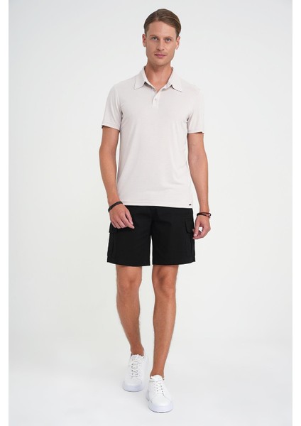 Comfort Fit Polo Yaka Modal Karışım Kısa Kol Casual Taş Tişört Ts 903