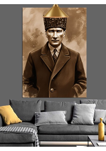 Mustafa Kemal Atatürk Portresi Dekoratif Kanvas - Mdf Ahşap Tablo