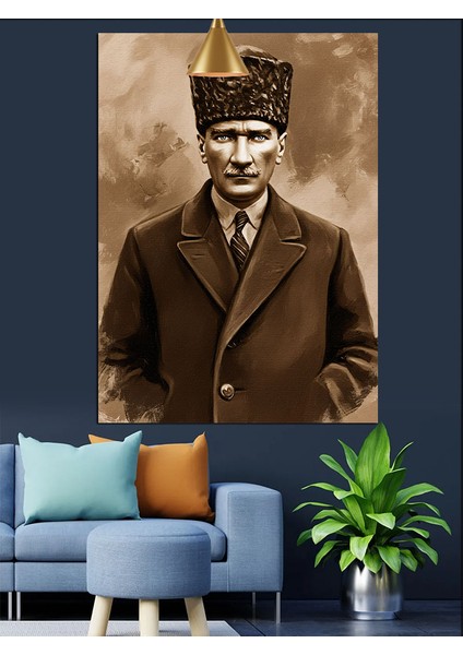 Mustafa Kemal Atatürk Portresi Dekoratif Kanvas - Mdf Ahşap Tablo fırsatları
