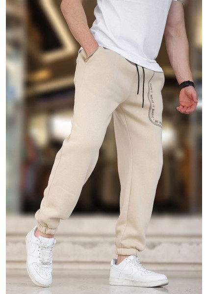 Bej Erkek Paçası Lastikli Baskılı Eşofman Altı 6549 fiyatları