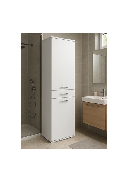 Ayris Çok Amaçlı Dolap Kiler Dolabı Mutfak Banyo Dolabı Beyaz