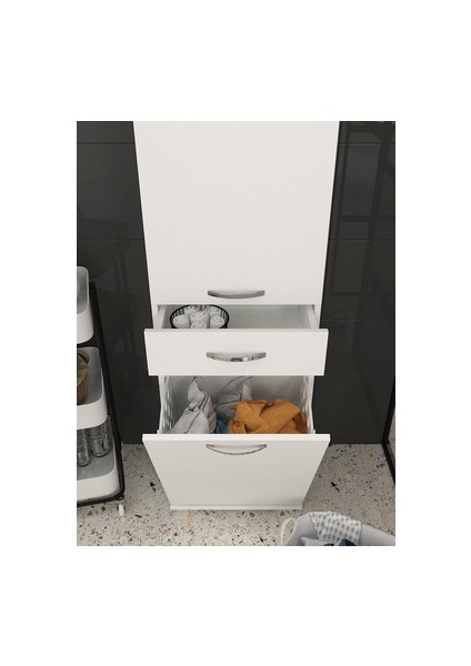 Ayris Çok Amaçlı Dolap Kiler Dolabı Mutfak Banyo Dolabı Beyaz