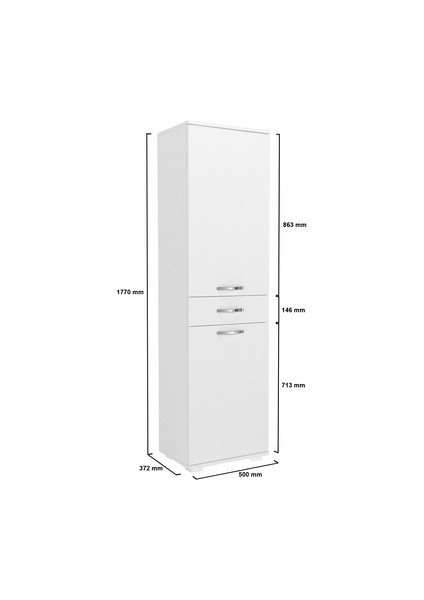 Ayris Çok Amaçlı Dolap Kiler Dolabı Mutfak Banyo Dolabı Beyaz