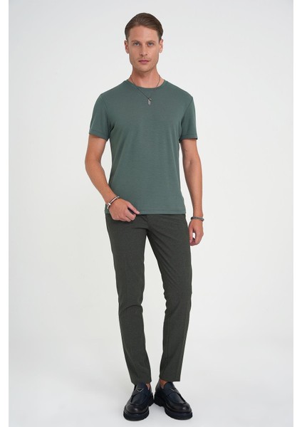 Comfort Fit Bisiklet Yaka Esnek Pamuk Casuel Çağla Tişört Ts 885