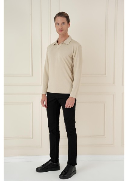 Ts 890 Slim Fit Bej Spor T-Shirt