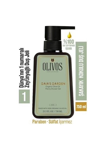 %100 Doğal Şakayık Kokulu Zeytinyağlı Banyo ve Duş Jeli Kuru Cilt Nemlendirici ve Besleyici 750 ml