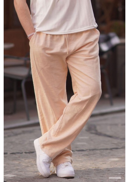 Paça Detaylı Rahat Kesim Erkek Bej Pantolon 6532