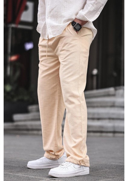 Paça Detaylı Rahat Kesim Erkek Bej Pantolon 6532 fiyatları