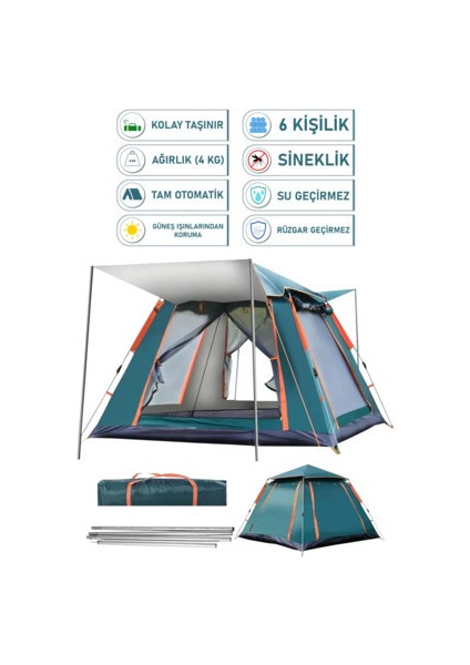 Tenteli 6 Kişilik Tam Otomatik Kamp Çadırı modelleri