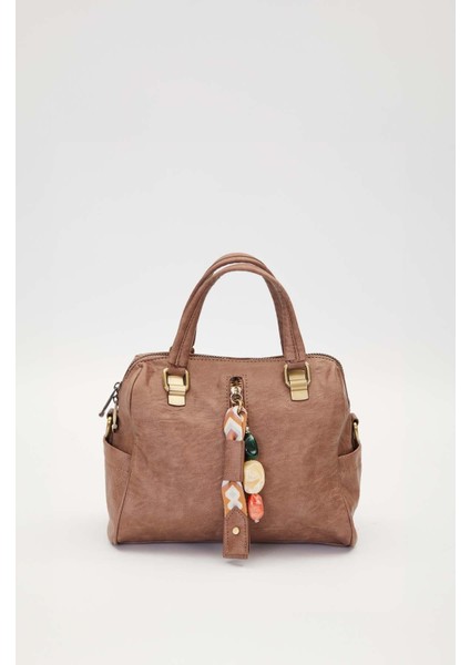 Camel Taş Kuşak Aksesuarlı El Çantası