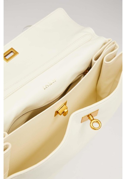 Beyaz Gold Kilit Detaylı El Çantası modelleri