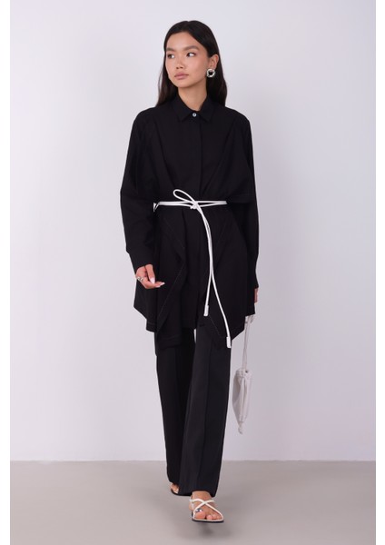 Geniş Parçalı Tasarım Gömlek Siyah fiyatları