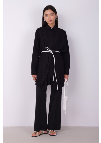 Geniş Parçalı Tasarım Gömlek Siyah modelleri