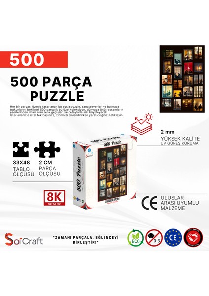 500 Parça Puzzle Şehirde Bir Akşam Insanların Dünyaları