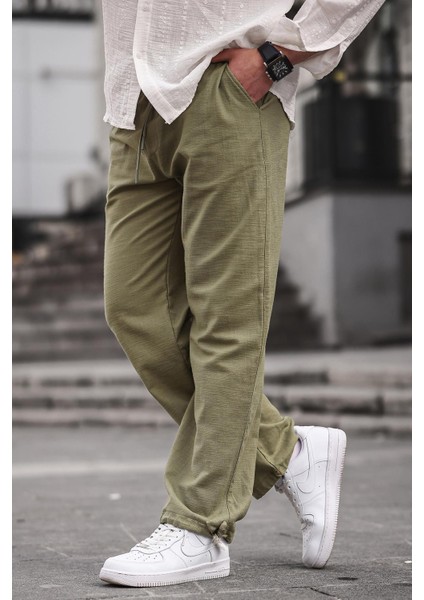 Paça Detaylı Rahat Kesim Erkek Haki Pantolon 6532 fiyatları