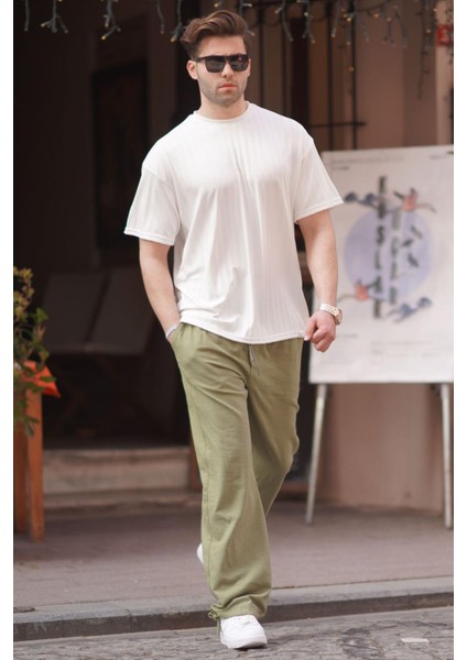 Paça Detaylı Rahat Kesim Erkek Haki Pantolon 6532 modelleri