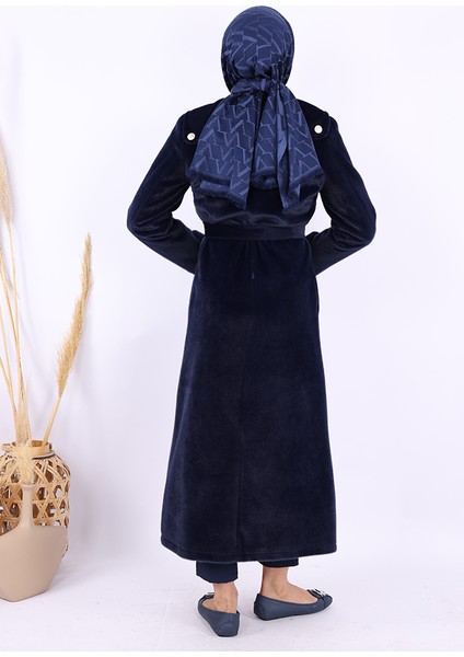 Düğmeli Uzun Kaban 70033 Lacivert fırsatları