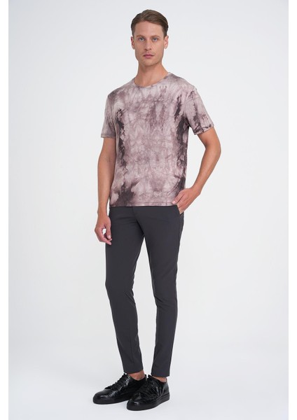 Comfort Fit Bisiklet Yaka Batik Desen Kısa Kol Bej Tişört Ts 914 fiyatları