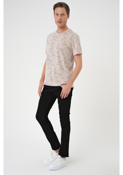 Comfort Fit Bisiklet Yaka Batik Görünmlü Kısa Kol Casual Bej Tişört Ts 905 fiyatları
