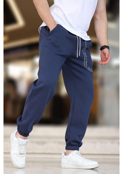 Lacivert Erkek Paçası Lastikli Baskılı Eşofman Altı 6549 modelleri