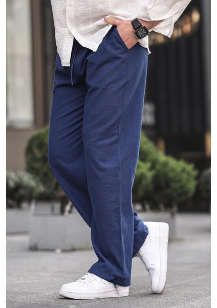 Paça Detaylı Rahat Kesim Erkek Lacivert Pantolon 6532 modelleri