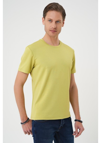 Comfort Fit Bisiklet Yaka Esnek Pamuk Casuel Limon Tişört Ts 885 fiyatları