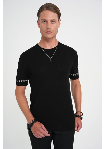 Comfort Fit Bisiklet Yaka Kısa Kollu Siyah Triko Tr 882 fiyatları