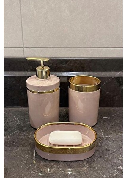 Banyo Seti 5'li,akrilik-Çöpkovası,wc Fırçalık,sıvı Sabunluk,diş Fırçalık,el Sabunluk,gold Renk Detay fırsatları