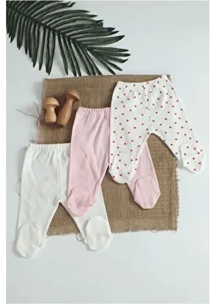 %100 Pamuk 03 Ay Bebek Hediyelik 3 Lü Patikli Pijaması